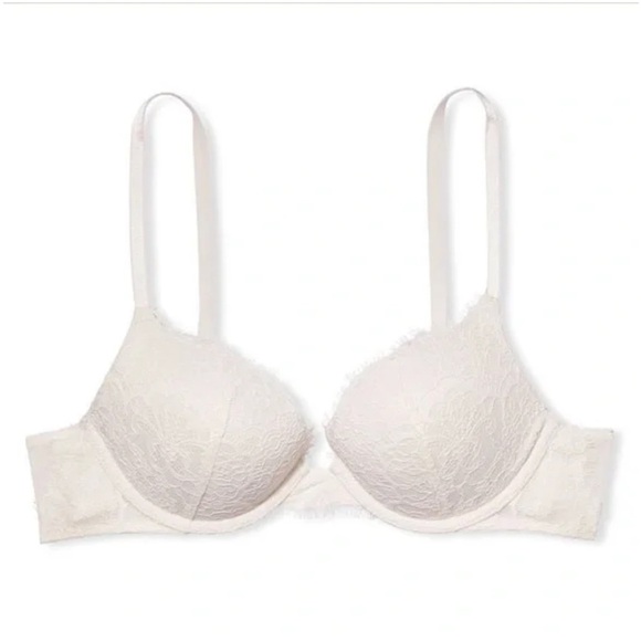 NEW! DREAM ANGELS VICTORIA'S SECRET Push Up Bra 32C Floral Lace White Bride NWT - Picture 1 of 17